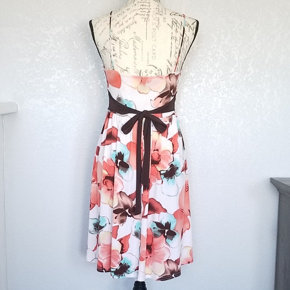 Coral and Blue Floral Dress - Picture 2 of 3